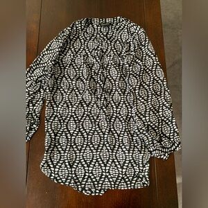 Lucky Brand Black and White Printed Blouse